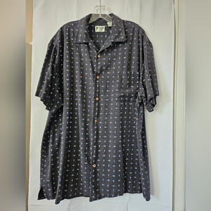 Vintage Silk Circa‎ 1969 mens silk short sleeve shirt size XLT